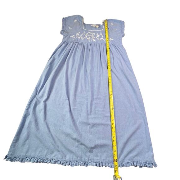 Gilligan O'Malley Nightgown XL Blue Chambray Y2K Cottagecore Prairie Ruffle VTG - Picture 5 of 8